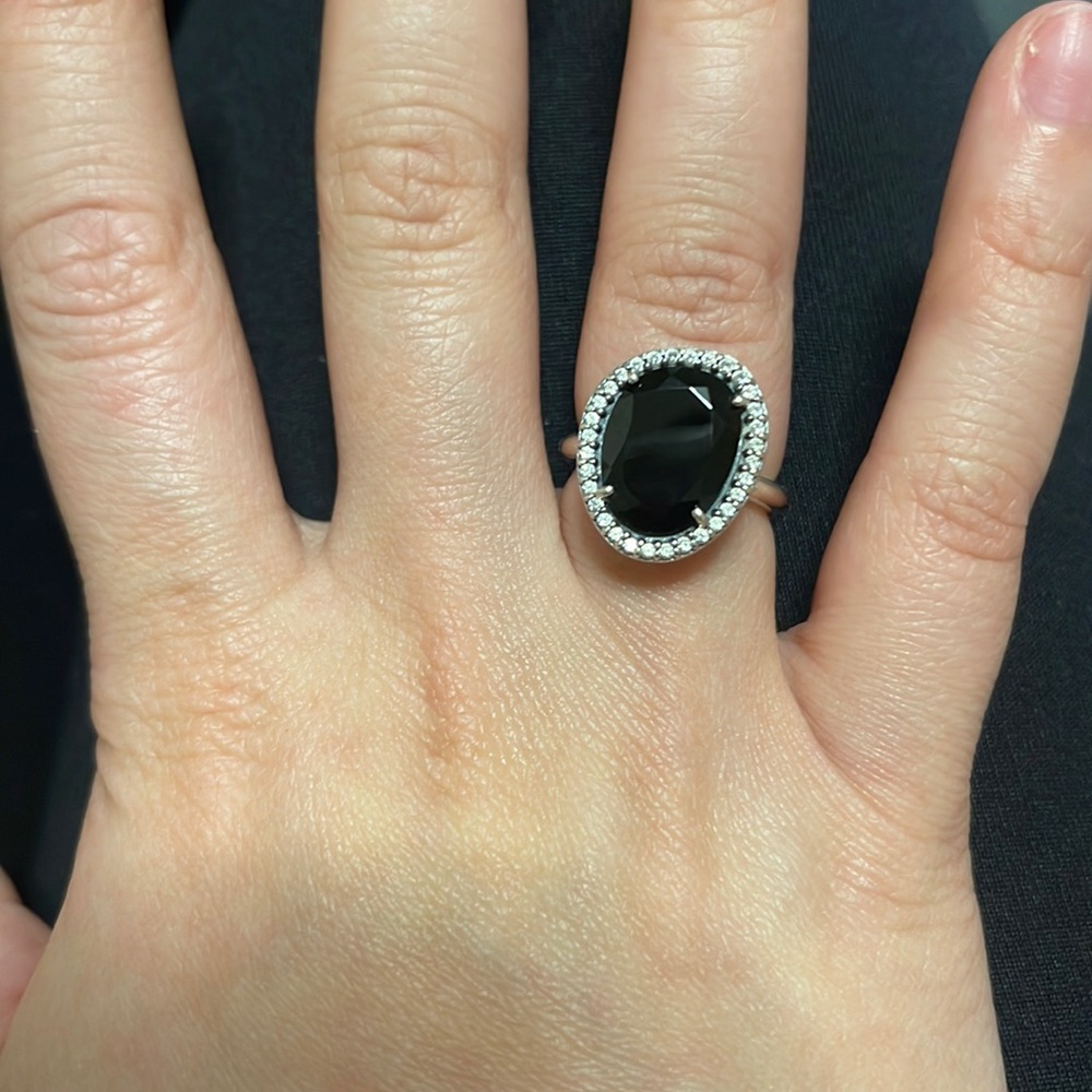 Pandora black and silver ring